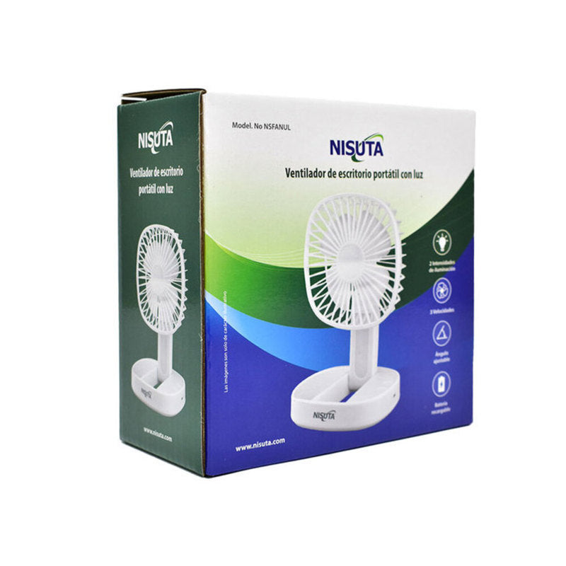 Mini Ventilador Portátil Plegable con Luz LED – Recargable