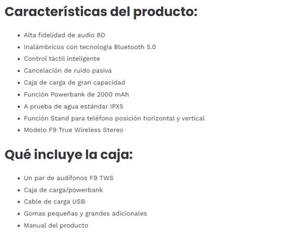 AUDIFONOS F9 ALTA TECNOLOGI 2025